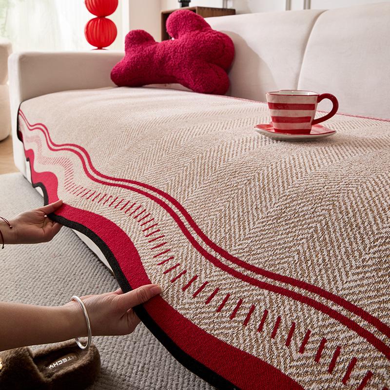 Special-Shaped Sofa Cushion New Irregular Seat Cushion Fixed Non-Slip Machine Washable High-End Straight Row Sofa Cover