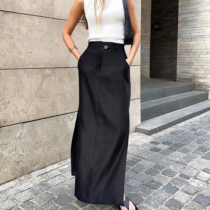 2025 European & American High-Waist Split Brocade Skirt - New Spring Fashion