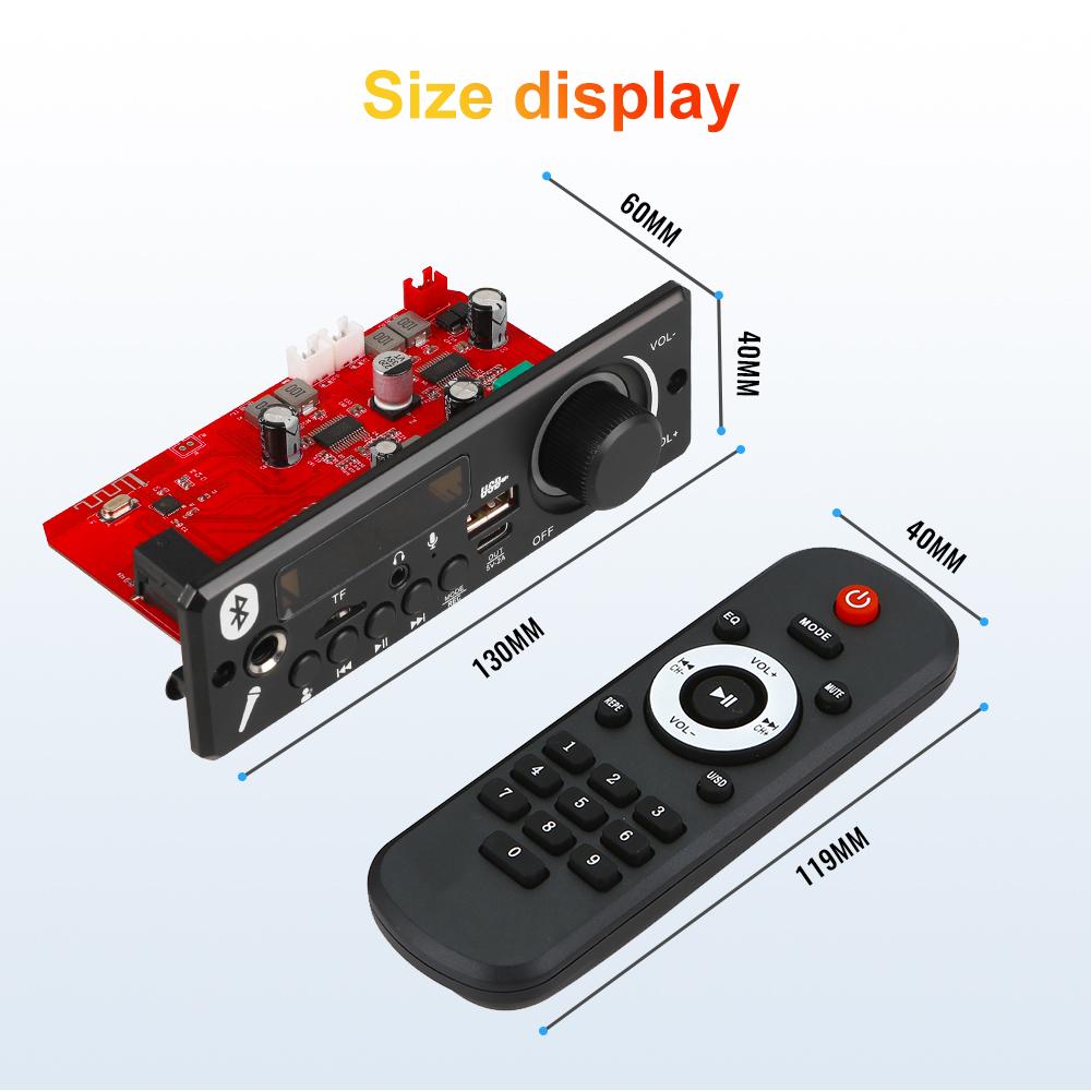 Усилитель 160 Вт, Bluetooth 5,0, плата декодера MP3, 12 В, автомобильный MP3-плеер, USB FM-запись, папка для записи, переключение микрофона, управление громкой связью