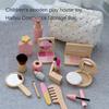Wooden Makeup Toy Set for Girls, Korean Style Pretend Play Cosmetic Kit with Eyeshadow, Powder, Lipstick & Perfume