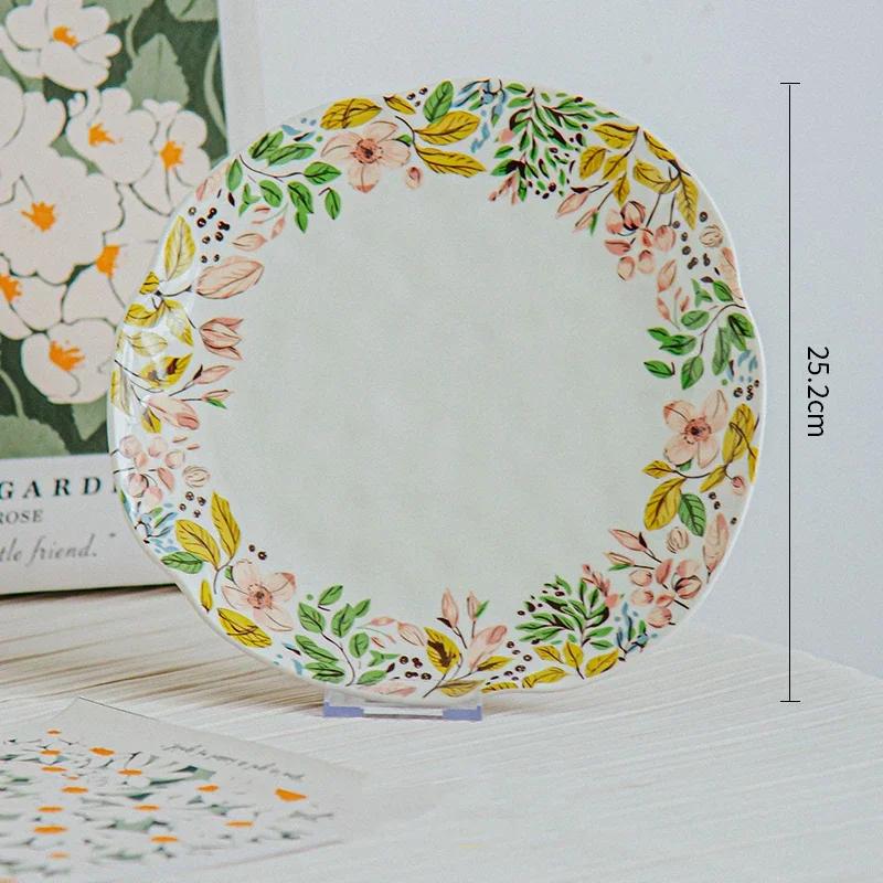 Креативные нестандартные керамические тарелки Изысканные цветы Торт Десертная тарелка Домашние деликатесы Рамен Чаша Отдых Офис Кофейная чашка