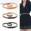 Womens Fashion Leather Belts for Jeans Dresses Pants Black Brown Beige Ladies Belts with Gold Buckle