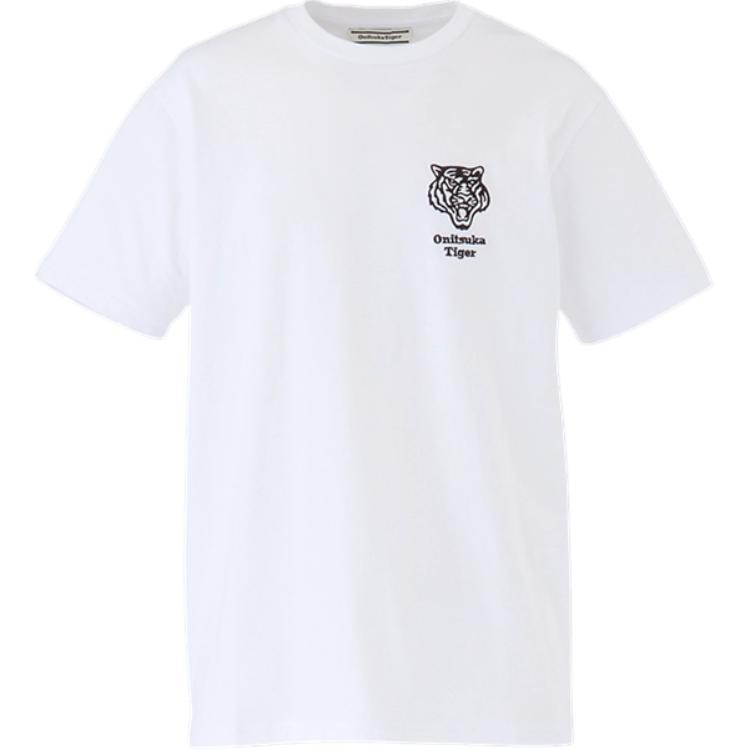 ONITSUKA TIGER Футболка с вышивкой логотипа, с круглым вырезом и короткими рукавами, унисекс, белая 2183B457-100