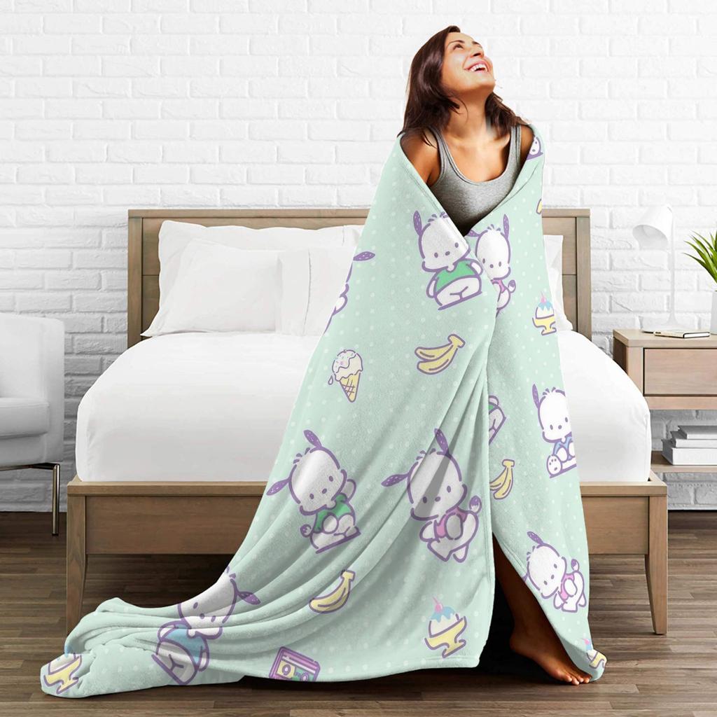 Pochacco Dog Pattern Blanket Cartoon Plush Throw Blankets Airplane Travel Printed Soft Warm Bedsprea