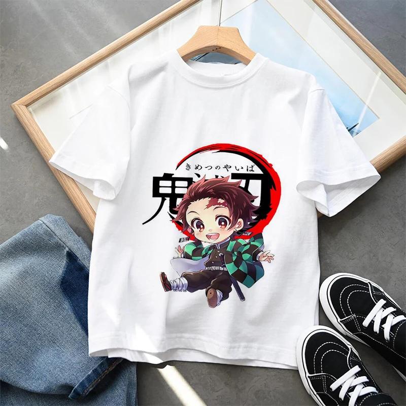 Plus Size Demon Slayer Anime Printed Men and Women Tshirt Casual Parent Child Top Fashion Cotton Summer Y2K Street Harajuku