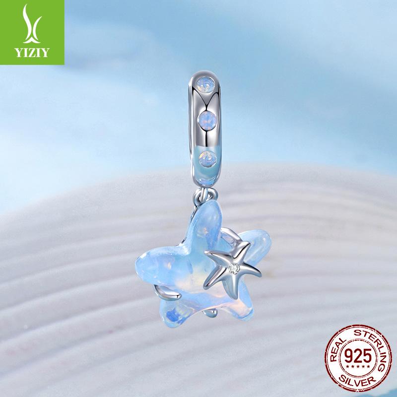 S925 Silver Dream Starfish Pendant Diy Bracelet Beads Ocean Wind Loose Beads Jewelry Accessories
