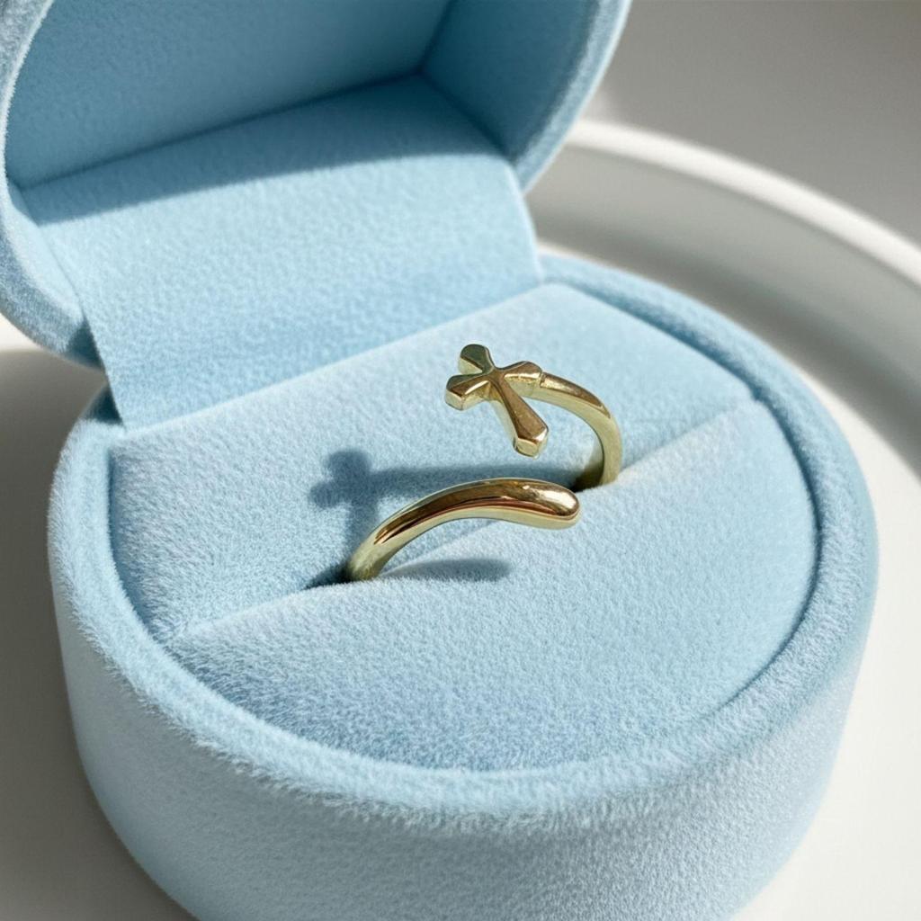 Женское кольцо из стерлингового серебра 925 пробы с позолотой (вермей), открытый крест, регулируемое