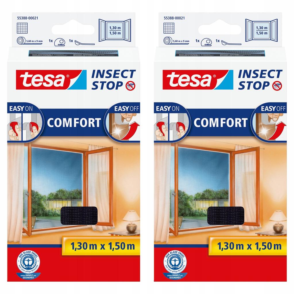 Tesa Mosquito Net Window Mesh Hook and Loop Tape White 1.3x1.5m X3