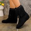 Fashion Tassel Low Heel Flat with Modern Boots Zip Round Toe Solid Female Shoes On Sale 2025 Fashion Spring/autumn New Women's Boots