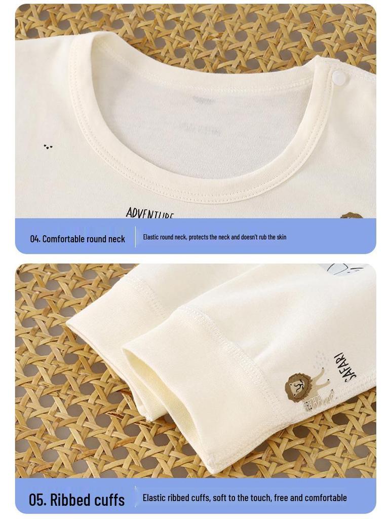 Детский и Малышовый Хлопковый Антибактериальный Комплект Нижнего Белья с Завышенной Талией для Мальчиков и Девочек 0-5 лет - Осенняя Одежда и Брюки