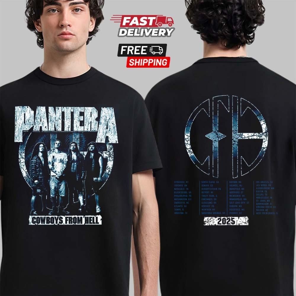 Pantera The Heavies Тур Лета 2025 Cowboys From Hell Двусторонняя Футболка Унисекс Футболка