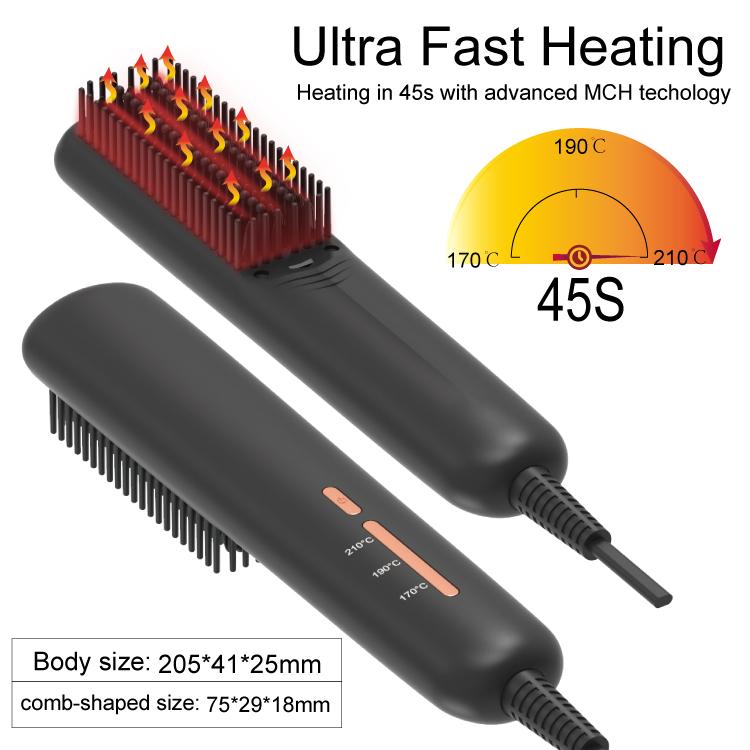 Eco Friendly Travel Professional Negative Ion Ceramic Heated Electric Portable Fast Hot Styling Comb Hair Straightener Brush