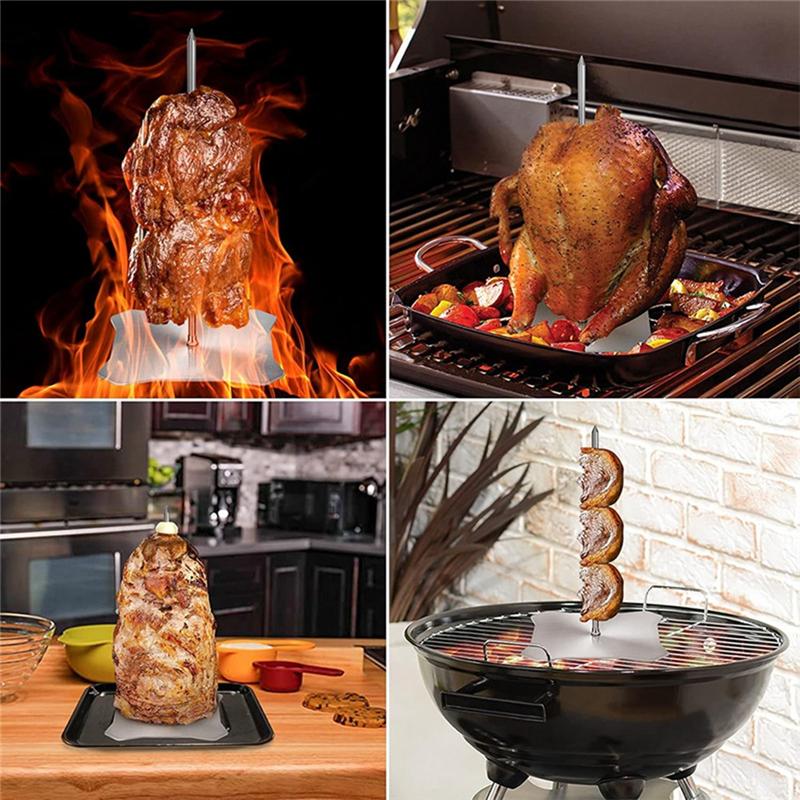 Вертикальная стойка для шампуров для мяса из нержавеющей стали, подставка для шашлыка для приятного приготовления на гриле в помещении и на улице
