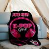 1PC Custom Name K-Pop Music Headphones outdooor Flannel blankets Throw Blanket All-Season Throw Gift Bedspread for Couch, Bed, Camping Holiday Birthda