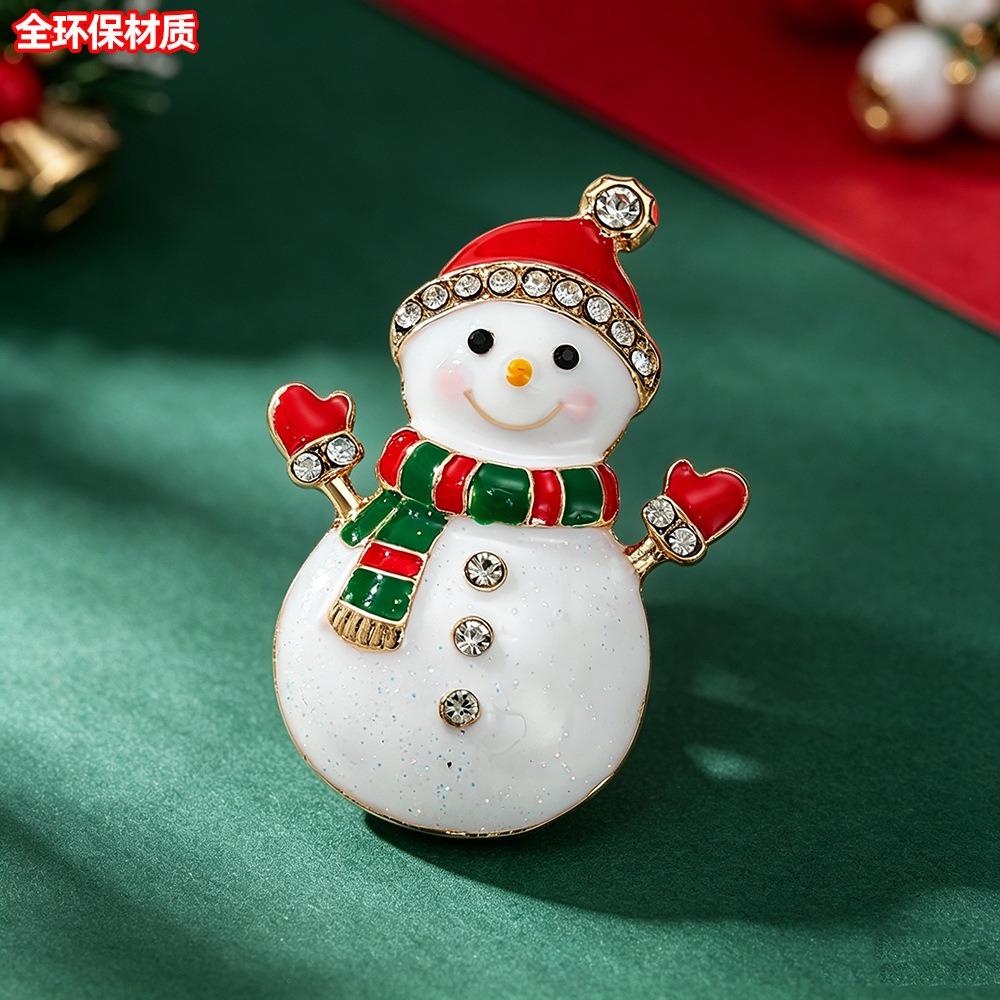 Zinc Zinc Alloy Rhinestone Brooch Full Rhinestones Christmas Crystal Pins Christmas Tree Brooch Holiday Gift