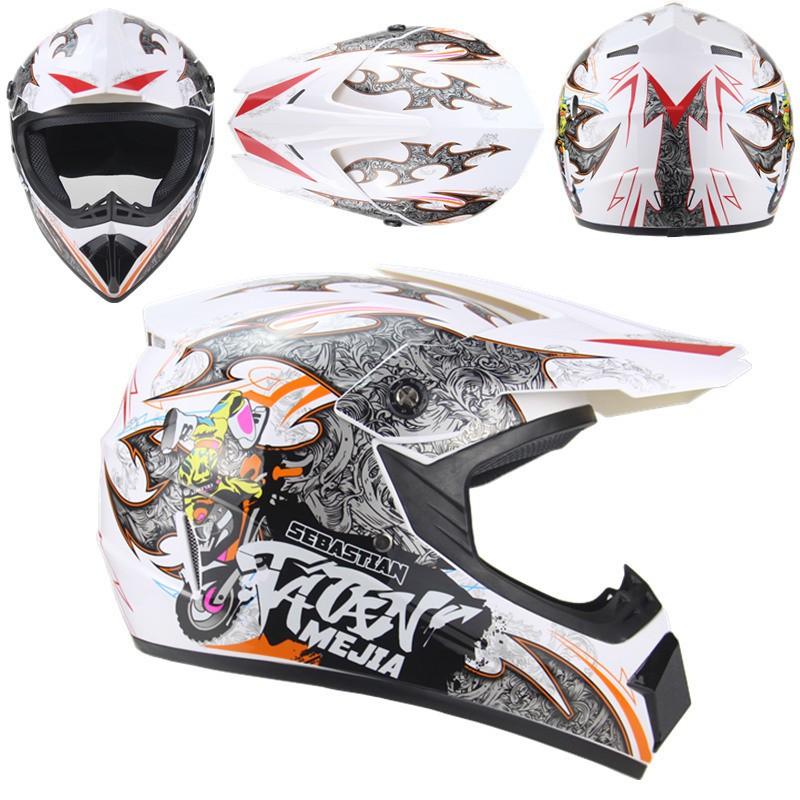 ABS Full-coverage Off-Road Motorcycle Helmet Adults Semi-Open Face Design With Visor Mask Gloves Kit