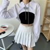 High Waist Shirt Hoodies Women's Hooded Loose Short Cropped Long-sleeved Jazz Blouse Thin Hooded Clothing