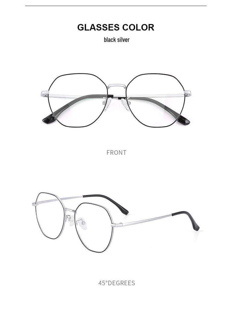 Многоугольные серебристые очки для крупных лиц – Женские очки для близорукости и защиты от синего света, готовые для рецепта