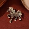 Yousheng Retro Horse Brooch Rhinestone Inlaid Horse Pin Zodiac Year Animal Brooch Men Women Suit Accessory for Handbag Clothes Decoration