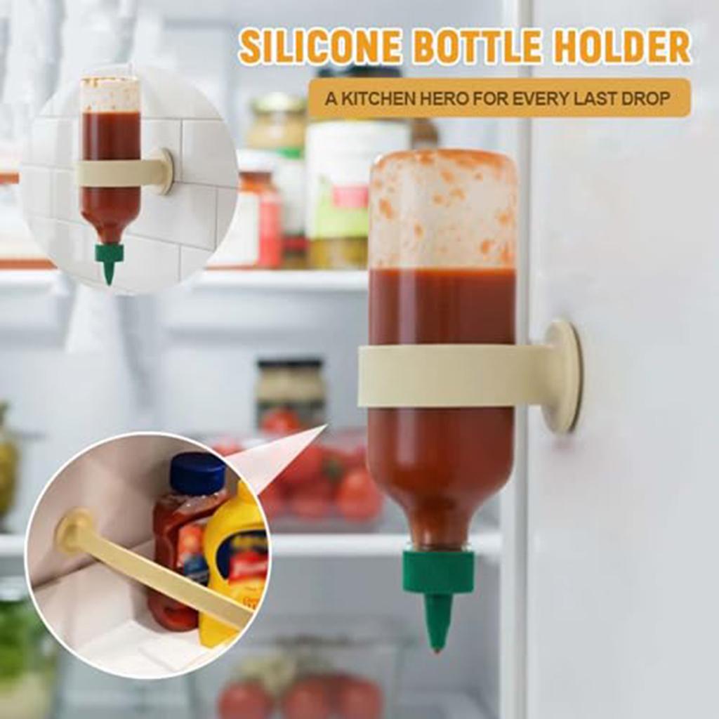 Left Behind Silicone Bottle Holder, Flexible Stand For Upside Down Condiment Bottles, Space Saving Kitchen Gadget For Fridge And Pantry Organi