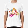 Cat Riding A Bicycle Colorful Abstract DesigT-Shirt S-5XL Best T-Shirt