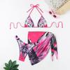 1011 sexy bikini split swimsuit women's three-piece set neck strap gradual change bikini Europe and America
