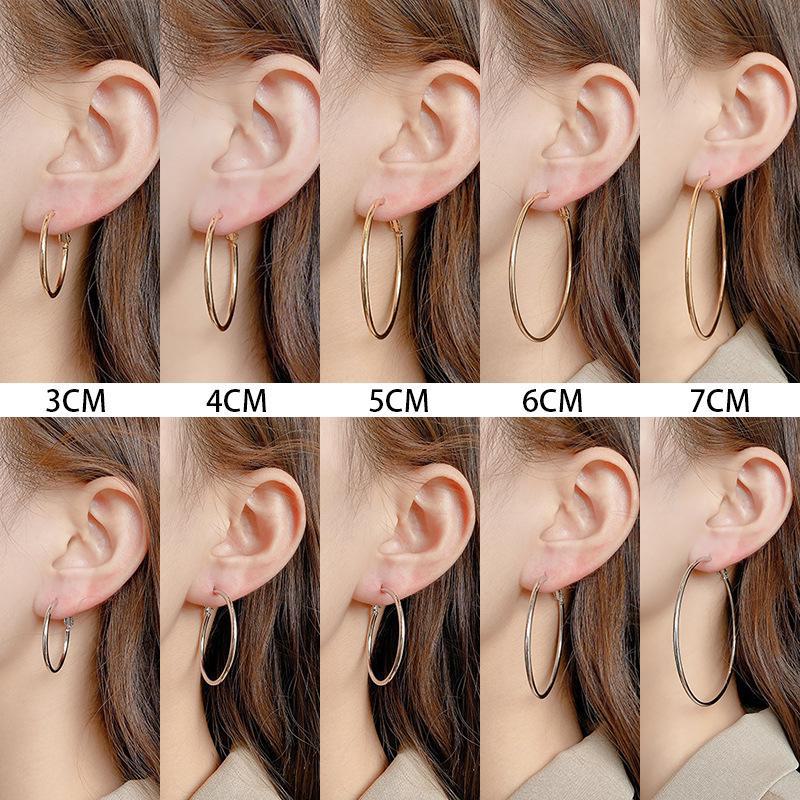 S925 Silver Exaggerated Simple Circle Earrings - High-Grade European & American Style for Women
