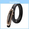 Minimalist Women Leather Belt With Elliptical Flat Buckle For Dress And Jeans