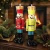 Tea Light Candle Stand Nutcracker Resin Holder Pastel Christmas Soldier Figurine for Desktop Sculpture Desk Shelf Festive Home Tabletop Decor,