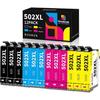 Ink Cartridges 502XL - HOOKINK - Compatible Epson XP-5100/5105 - Set of 12 - Multicolor - High Yield