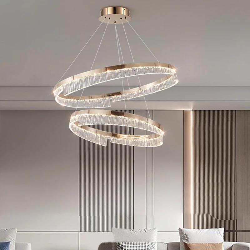 Nordic Design Luxury Living Room Chandeliers Спальня Столовая Подвесной Светильник Глянцевая Лампа Украшение Комнаты Кольцевое Освещение Приспособление