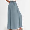 Женские широкие брюки с высокой талией, летние повседневные струящиеся брюки-палаццо, однотонные пляжные брюки с карманом