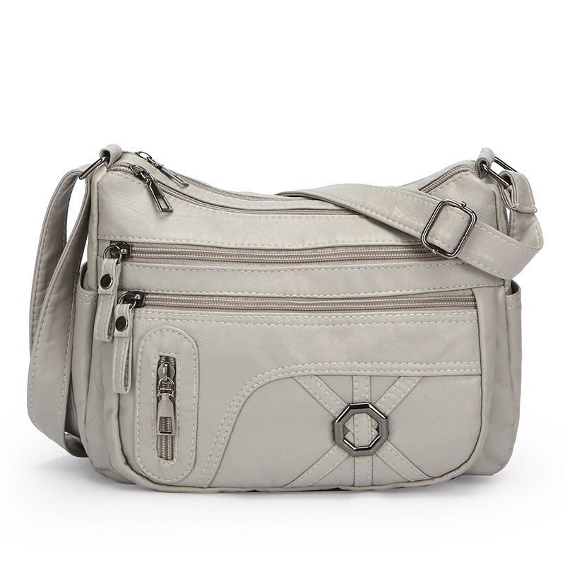 Винтажная сумка через плечо, женская сумка среднего возраста, мягкая кожаная многослойная сумка через плечо