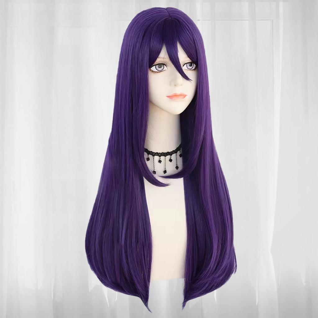 26-дюймовый длинный прямой фиолетовый парик Безумного Шляпника Юрия для косплея на Хэллоуин, Рождественскую школу, День благодарения
