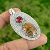 925 Silver Oval Mariam Jasper Stone Rubellite Artisan Trendy New Pendant Jewelry