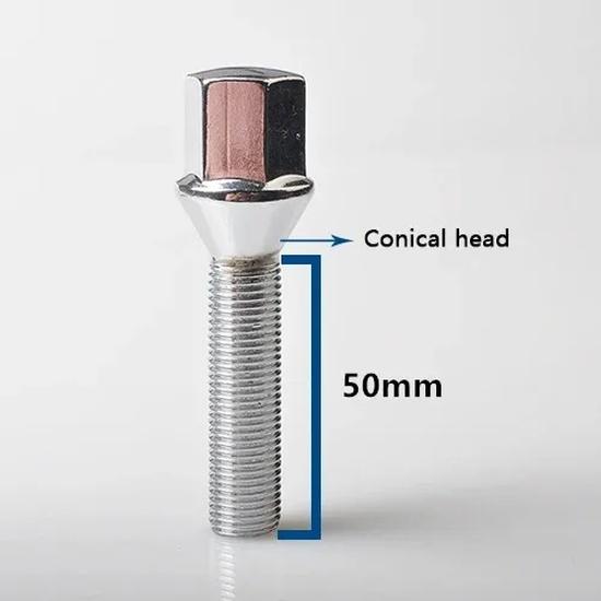 10pcs Car Wheel Alloy Steel Nut Bolts Screw M12x1.5 M14x1.25 For Mini BMW E46 E34 E53 E60 E91 E36 Thread Length 35/40/45/50/55mm