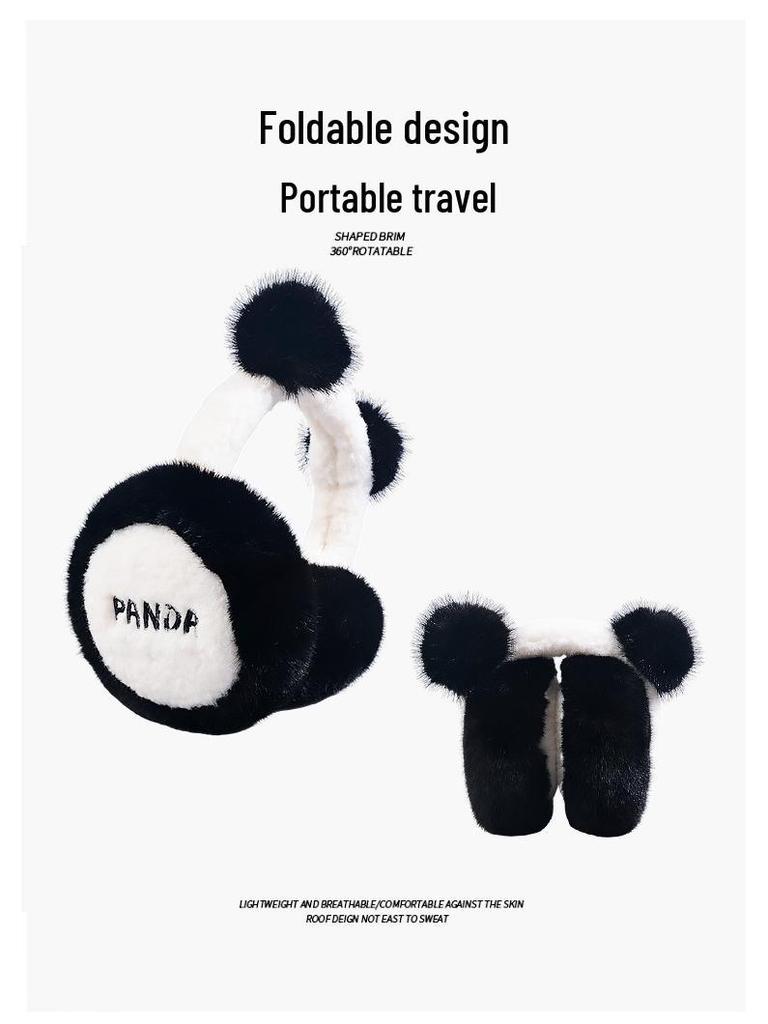 Милые плюшевые женские зимние наушники-панды - Мультяшные согревающие уши, Защищающие от холода, Уютные и стильные для сезона