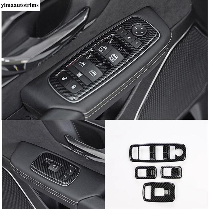 For Dodge Ram 1500 - 2025 Car Accessories ABS Door Armrest Window Lift Switch Panel Cover Trim ABS Carbon Fiber Interior