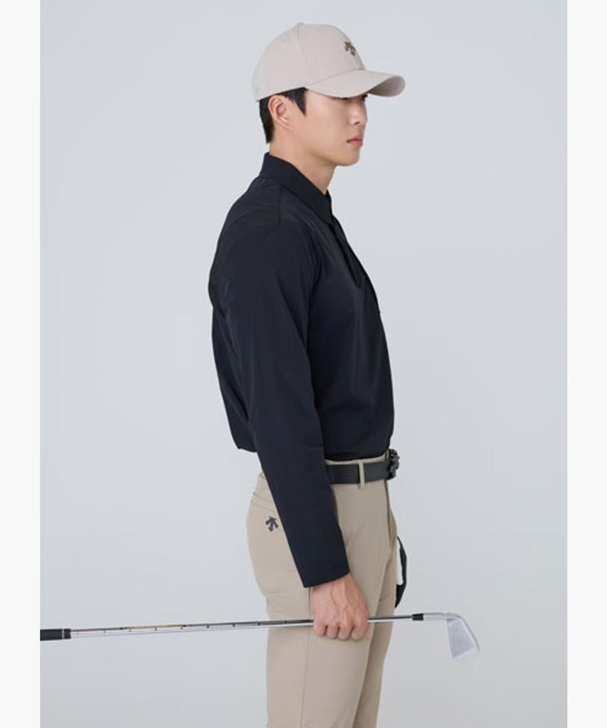 DESCENTE GOLF Men'S Woven Collared Long Sleeve T-Shirt Dr12Mftl34