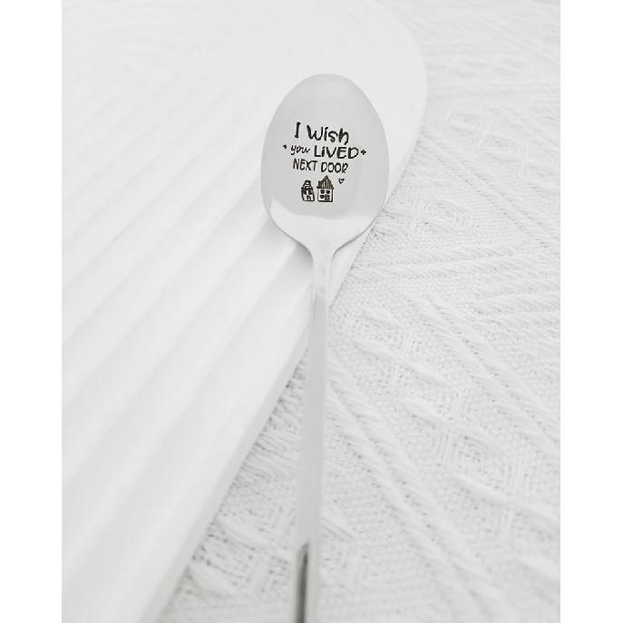 I You Lived Next Door Gifts Spoon for BFF Best Friend Long Distance Friendship Gifts for Women Men Friends Moving Going Away Gift for Friend