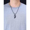 Obsidian Wolf Fang Amulet Good Luck Pendant Necklace Leather Chain [Coai] Men's
