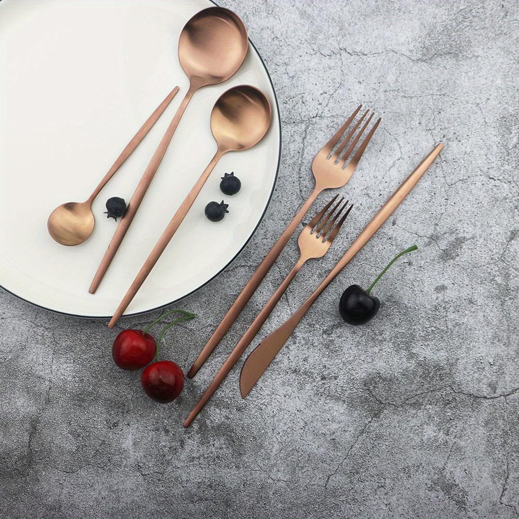 Набор столовых приборов из нержавеющей стали премиум-класса из 32 предметов - MatteCutlery на 4 персоны Прочная, устойчивая к ржавчине посуда для дома