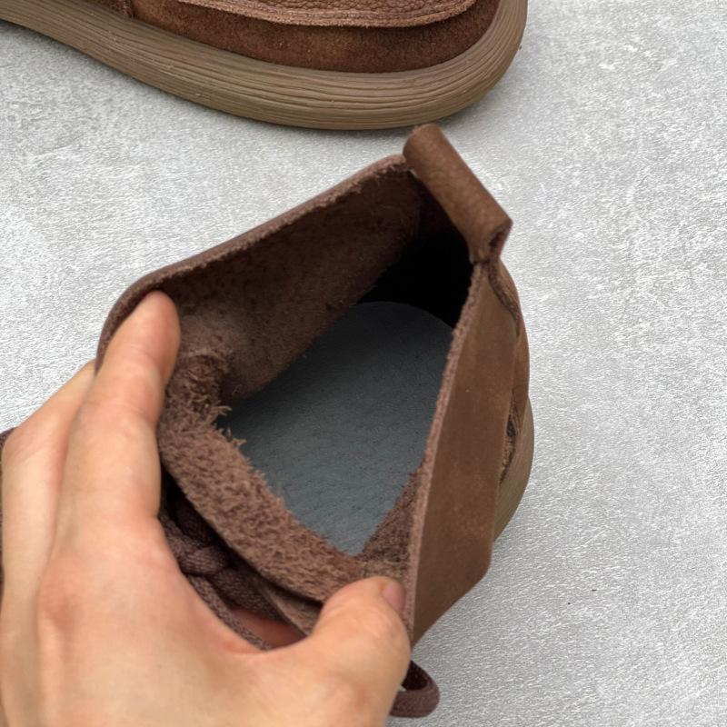 Johnature Женские короткие сапоги ручной работы в стиле ретро, ​​туфли из натуральной кожи, однотонные ботинки на шнуровке с круглым носком