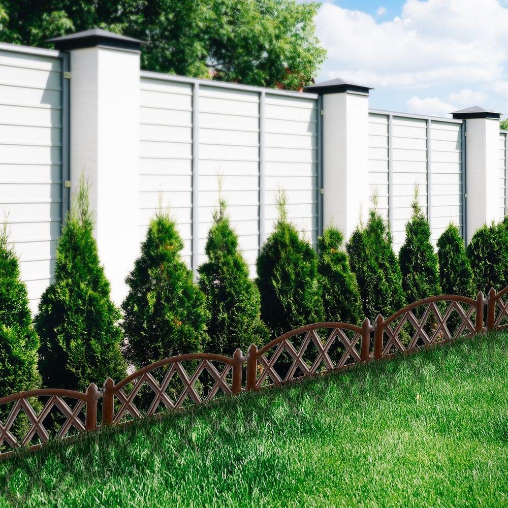 6X Płotek Ogrodowy Plastikowy Brązowy Border Palisada Obrzeże Trawnik 3M
