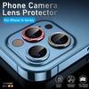 1Set For iPhone 14 Pro Max / 14 Plus Rear Camera Lens Metal Protector Ring Tempered Glass