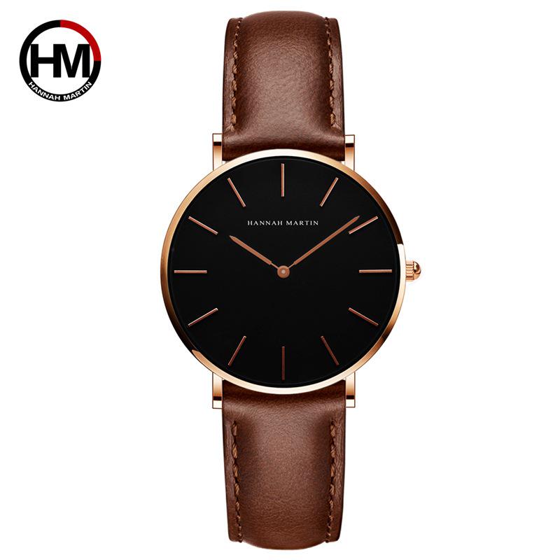 Women's Waterproof Quartz Watch with Leather Strap - Japanese Movement