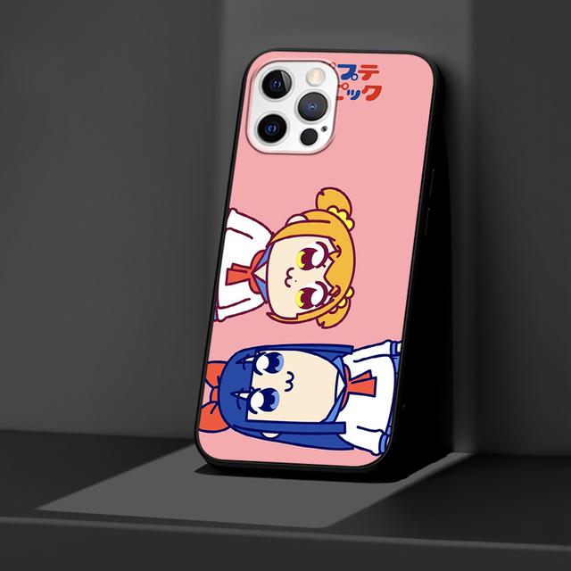 Чехол с аниме Pop Team Pipi для Apple Iphone 14 11 13 Mini 12 Pro Max Xr 7 8 + Se 2020 Xs 6 6s Plus 5 5S, черный силиконовый чехол для телефона