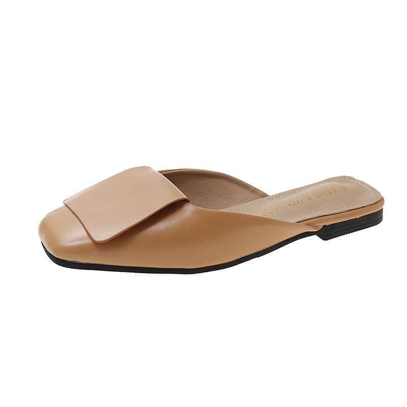 2024 лето и осень новая женская сумка голова шлепанцы на плоской подошве корейская версия темперамент женская мода повседневные крутые шлепанцы квадратный носок женские