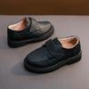 2024 New Versatile Soft Four Seasons Black UK Uniform School Shoes Hook & Loop Kids Boys Loafers Breatheable Simple Child Shoes