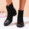 Fashion New Fashionable British-style Short-top Autumn New Large-sized Round-toe Back Zipper Chunk-heeled Fashion Boots